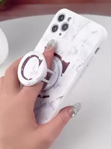 Funda para móvil con estampado de letra con agarre de teléfono sobresaliente - Multicolor - Ver 3