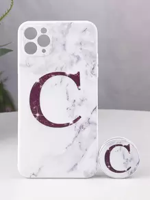 Funda para móvil con estampado de letra con agarre de teléfono sobresaliente - Multicolor - Ver 6