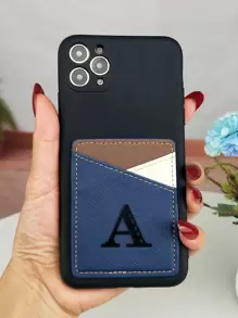 Letter Graphic Card Slot Phone Case - Multicolor - View 1