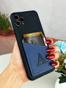 Letter Graphic Card Slot Phone Case - Multicolor - View 2