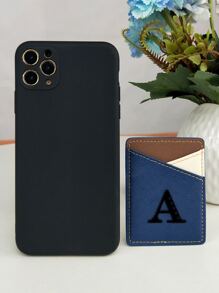 Letter Graphic Card Slot Phone Case - Multicolor - View 3