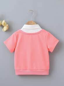 Niñas Pullover con estampado de letra y corazón 2 en 1 - Rosa - Ver 2