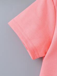 Niñas Pullover con estampado de letra y corazón 2 en 1 - Rosa - Ver 6