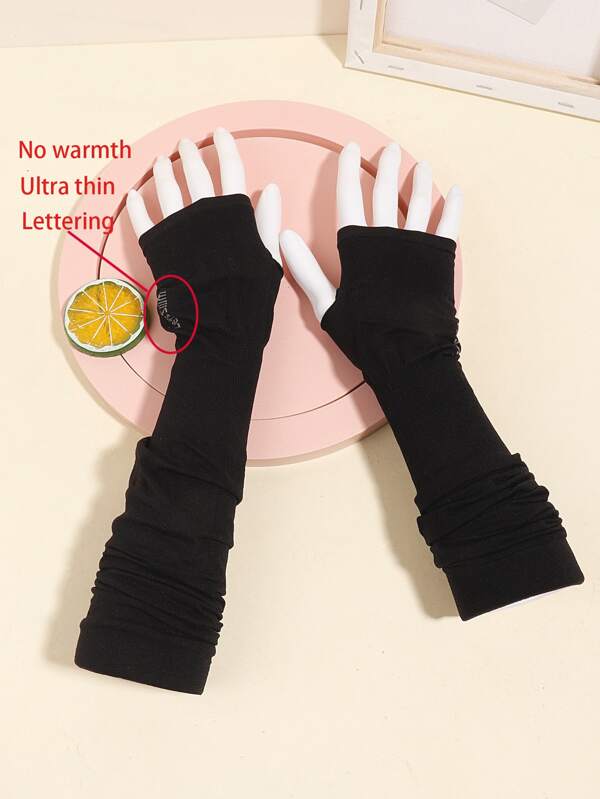 1pc Letter Graphic Long Fingerless Gloves SHEIN USA