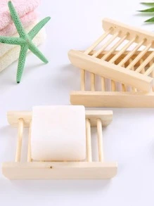 1pc Wooden Soap Dish, Boho Wood Soap Dish Holder For Bathroom - Beige - View 2