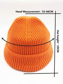 Letter Embroidered Beanie - Orange - View 4
