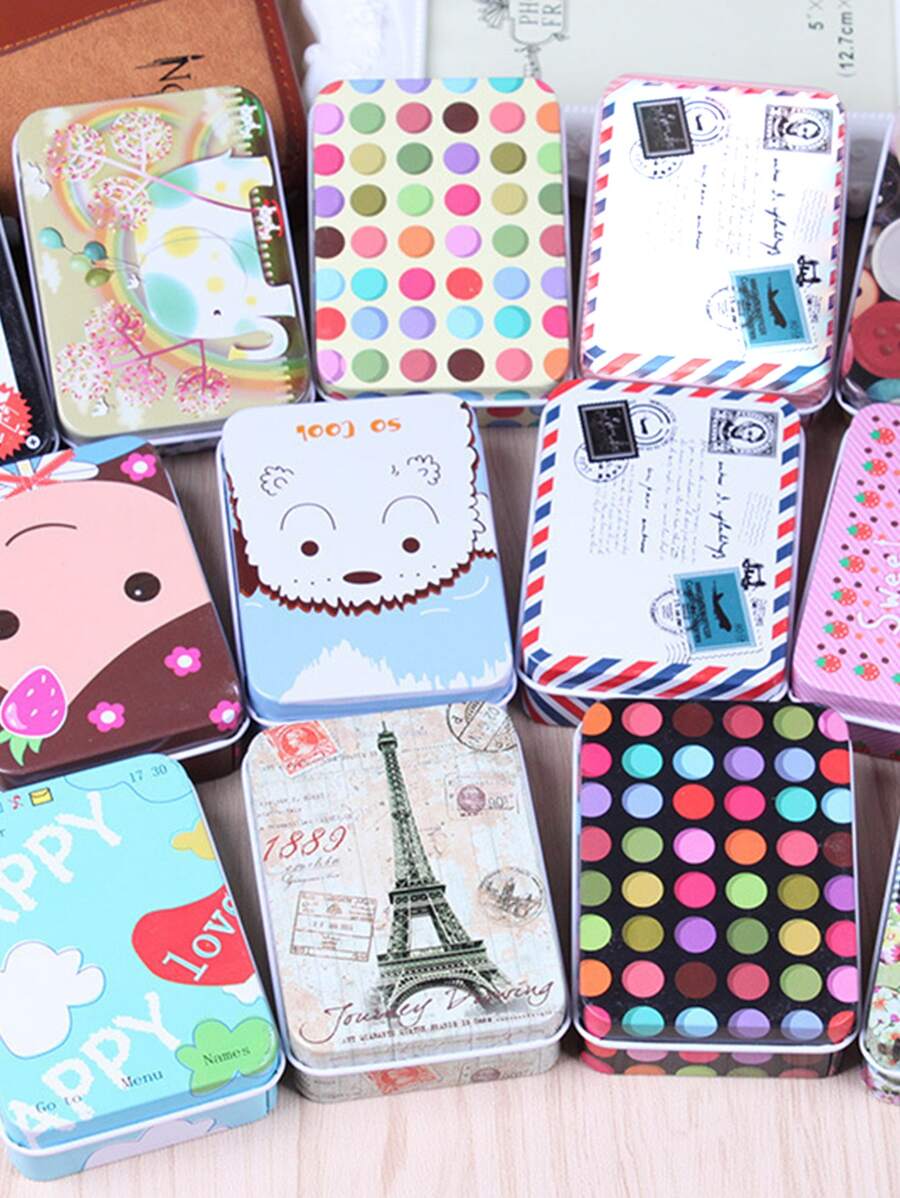1pc Mixed Pattern Random Tin Box - Multicolor - View 1
