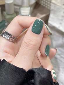 24 móng tay giả kẻ caro - màu xanh lá - Xem 7