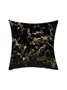 Funda de cojín sin relleno con patrón metálico felpa - Negro - Ver 3