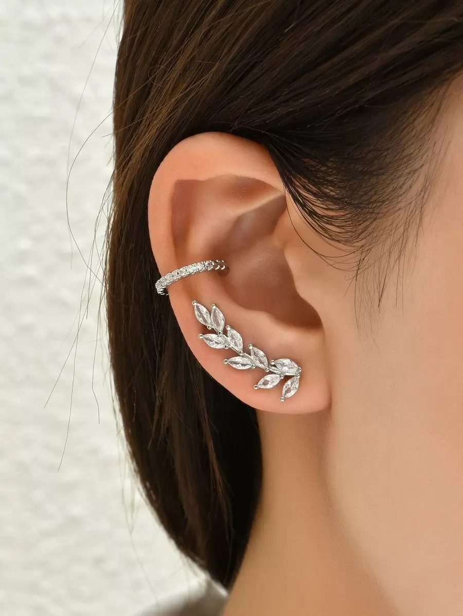 3 cái Zirconia Trang trí Ear Cuff Đồ trang sức bằng đồng