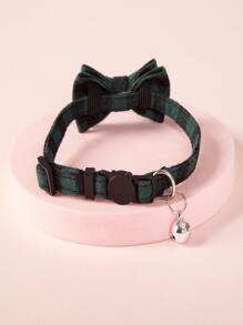Plaid Print Bow Decor Pet Collar - Multicolor - View 2
