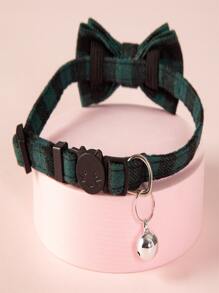 Plaid Print Bow Decor Pet Collar - Multicolor - View 3