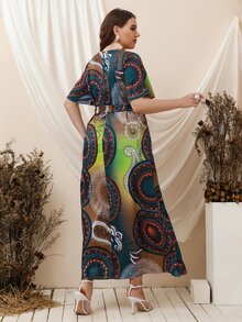 Đầm Plus Size Thắt lưng Bộ lạc Boho - Nhiều màu - Xem 2