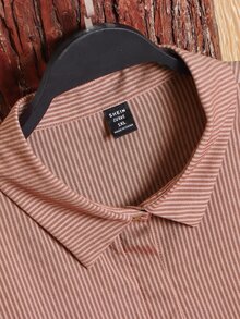 SHEIN LUNE 大碼素色紐扣細節直筒襯衫 - 藕粉色 - 查看 3