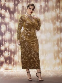 Đầm Plus Size Chia Hoa Hấp dẫn - màu nâu - Xem 1