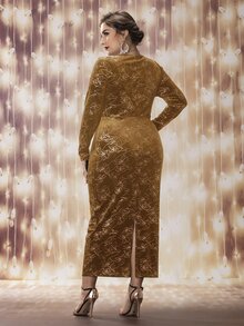 Đầm Plus Size Chia Hoa Hấp dẫn - màu nâu - Xem 2