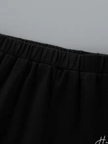 SHEIN Toddler Boys Colour Block Letter Graphic Tee & Shorts - Multicolor - View 4