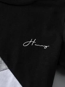 SHEIN Toddler Boys Colour Block Letter Graphic Tee & Shorts - Multicolor - View 7