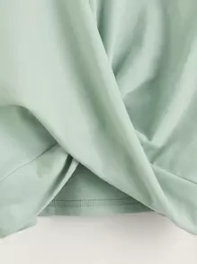 SHEIN Tween Girls' Casual Solid Color Twist Knot Sweatshirt, Autumn