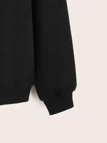 SHEIN Teen Girls Wave Print Pullover - Black - View 3