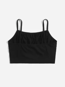 Teen Girls Solid Ruched Bust Cami Top - Black - View 2