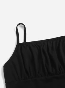 Teen Girls Solid Ruched Bust Cami Top - Black - View 3