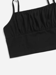 Teen Girls Solid Ruched Bust Cami Top - Black - View 4