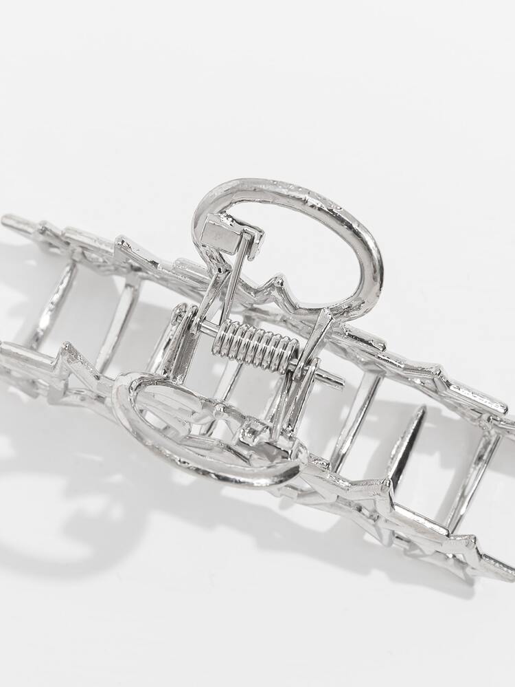 1 pieza Pinza de pelo de metal con decoración de estrella Y2K, tiaras de calle - Plateado - Añade 3