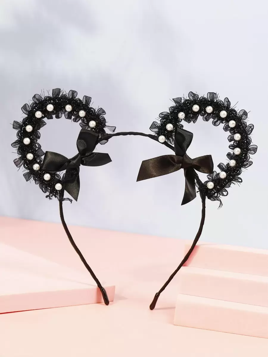 Mouse Ears Costume Hairhoop - Black - View 1