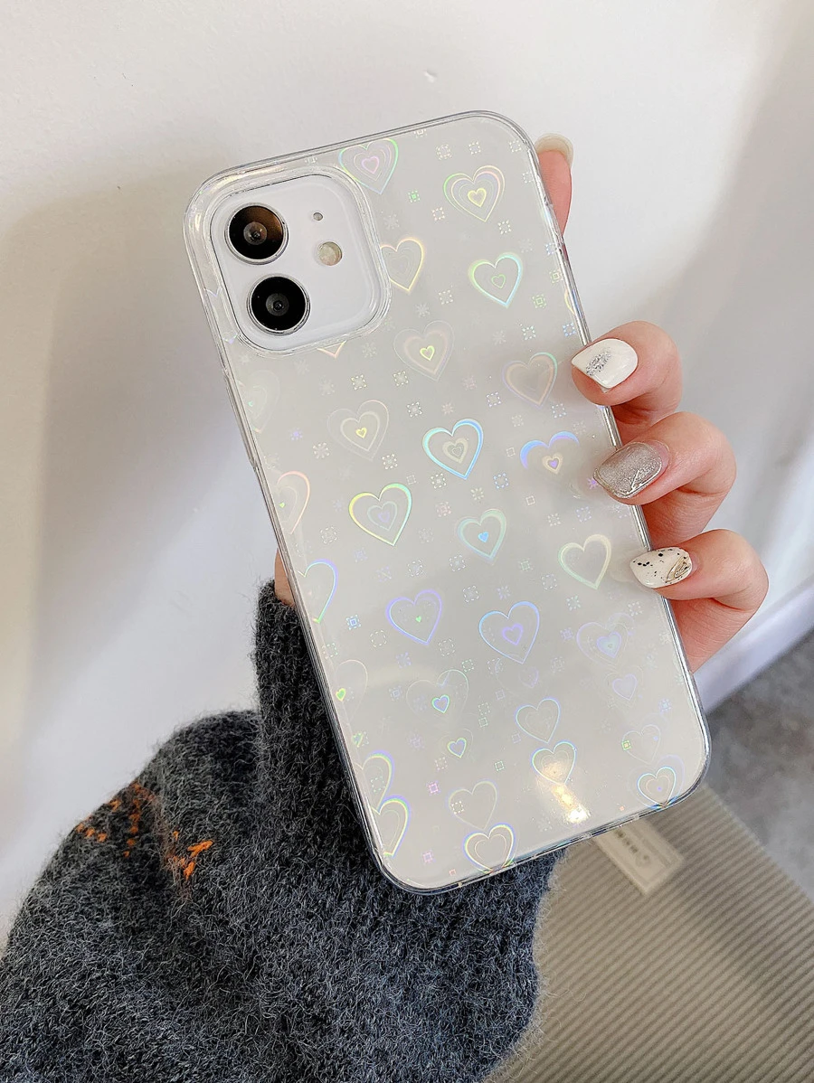 清透手機殼心形激光紙兼容IPhone 11，IPhone 13，IPhone 14 Pro Max - 彩色 - 查看 1