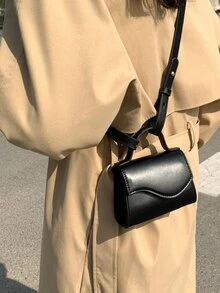 Túi đeo chéo Nữ màu trơn Có thể điều chỉnh được Tay cầm Top - màu đen - Xem 2
