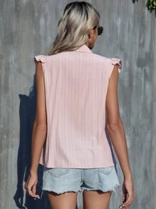 Ruffle Button Front Shirt - Baby Pink - View 2