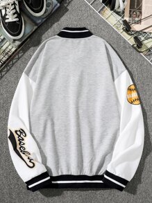 Manfinity Hypemode Men Color Block Varsity Jacket - Light Grey - View 2