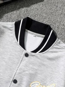 Manfinity Hypemode Men Color Block Varsity Jacket - Light Grey - View 5