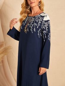 EMERY ROSE Botanical Print Tunic Dress - Navy Blue - View 4