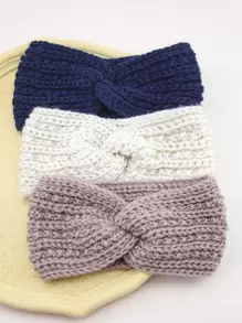 3入組扭結裝飾素色髮帶 - 彩色 - 查看 1