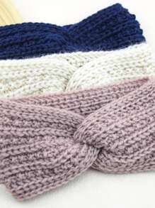 3入組扭結裝飾素色髮帶 - 彩色 - 查看 5