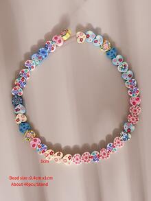 1strand Floral Pattern Bead Phụ kiện trang sức tự làm - Nhiều màu - Xem 2