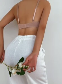 Women's Mocha Brown Casual Plain Fabric Medium Stretch Underwire Bra - Mocha Brown - View 2