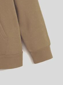 Áo nỉ Nam Dây kéo Túi Khủng long Giải trí - Màu Khaki - Xem 3