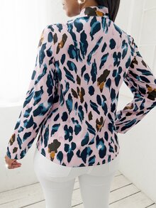 SHEIN SXY Áo sơ mi nữ Thắt nơ trước Tất cả trên in Thanh lịch - Nhiều màu - Xem 2