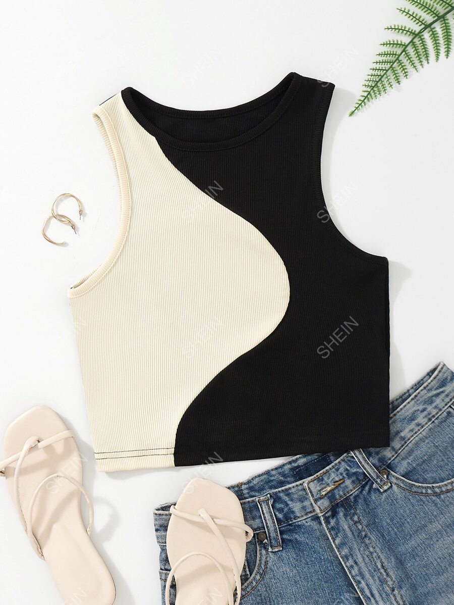 SHEIN Unity Tricot din tricot cu nervuri Color Block - Multicolor - Vizualizare 1