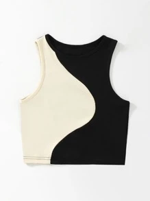 SHEIN Unity Top tank de color combinado tejido de canalé - Multicolor - Ver 4