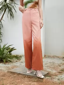 SHEIN Unity Ombre Print Straight Leg Pants - Multicolor - View 1