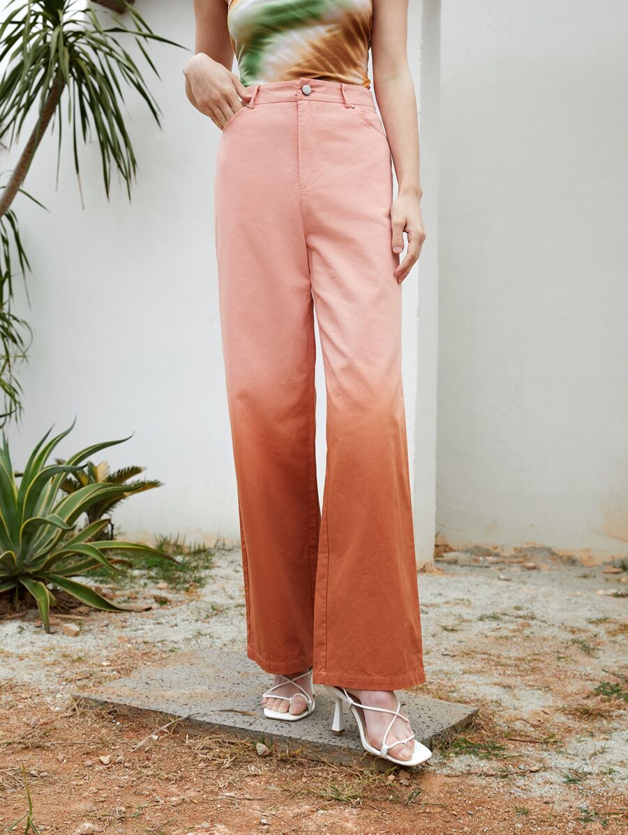 SHEIN Unity Ombre Print Straight Leg Pants - Multicolor - View 1