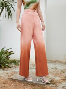 SHEIN Unity Ombre Print Straight Leg Pants - Multicolor - View 3