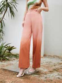 SHEIN Unity Ombre Print Straight Leg Pants - Multicolor - View 4