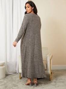 SHEIN Essnce Plus Rib-knit Cami Jumpsuit & Coat