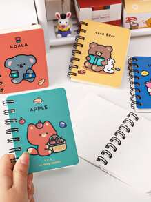 Mini Bloc de notas de bobina en espiral con cubierta de cinta de dibujos animados, autoseparación aleatoria, con 80 hojas, 1 pieza - Multicolor - Ver 2