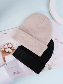 2入組字母貼飾豆豆帽 - 彩色 - 查看 2